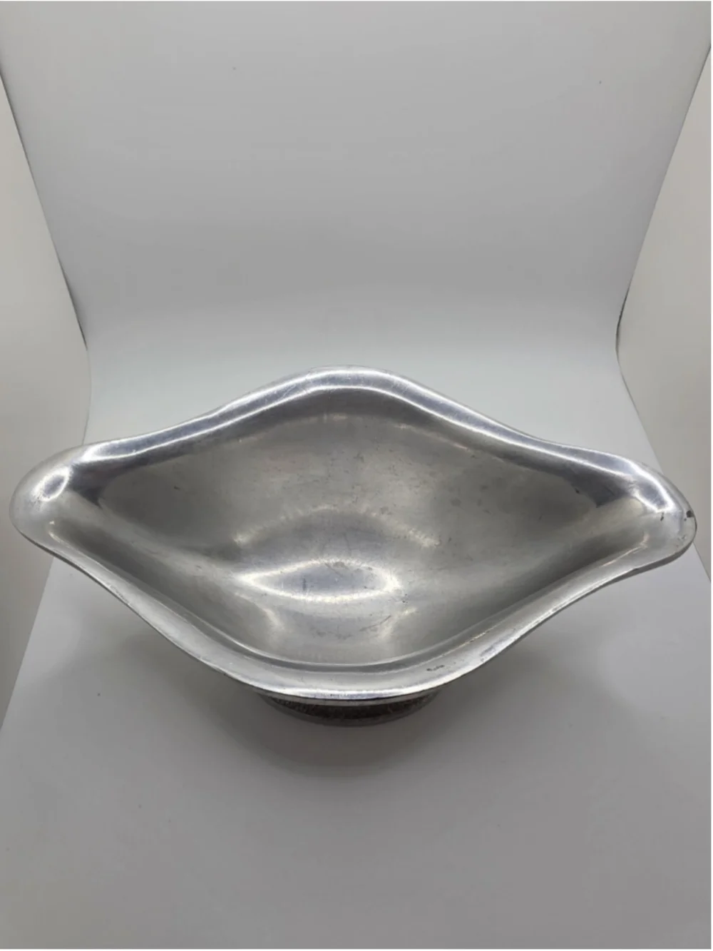 VTG Hammered Cast Aluminum Gravy Boat Pedestal Sauce Server Mid Century Modern
